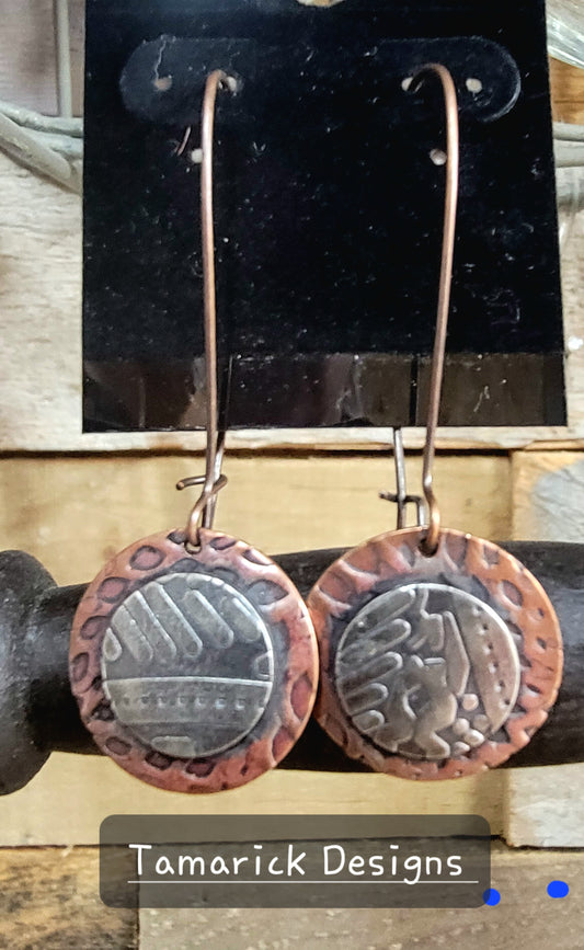 Copper Sterling Disc Earrings
