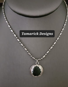 Great Lakes round stone  and Sterling Silver necklace