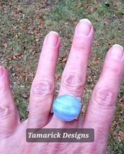 Blue lace agate and sterling silver adjustable ring SOLD