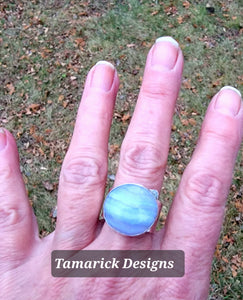 Blue lace agate and sterling silver adjustable ring SOLD