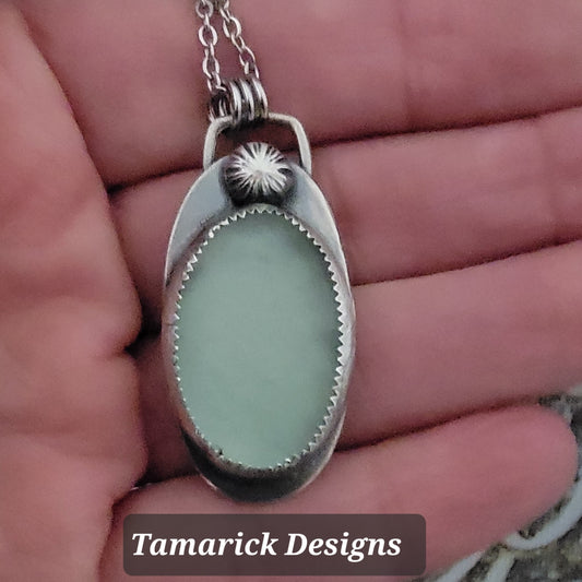 Green Sea Glass Sterling Necklace