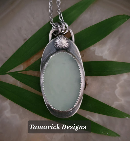 Green Sea Glass Sterling Necklace