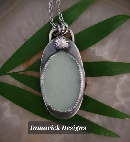 Green Sea Glass Sterling Necklace