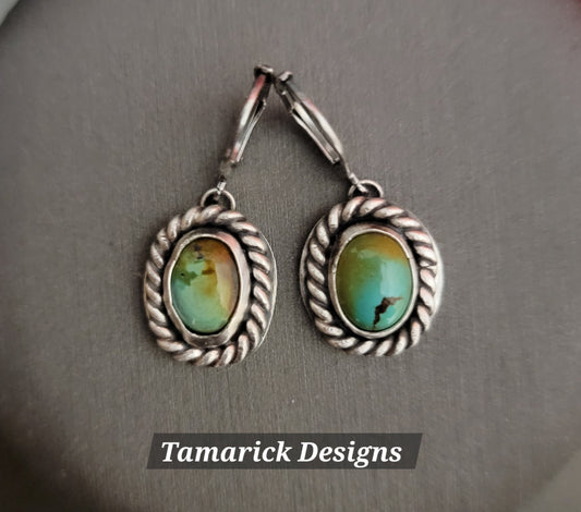 Turquoise Sterling rope earrings