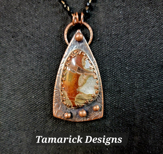 Copper Rhyolite stone necklace