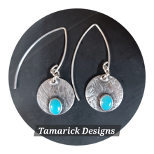 Turquoise Sterling Round Disc Earrings