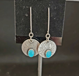 Turquoise Sterling Round Disc Earrings