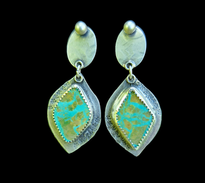 Kingman Turquoise dangle post earrings