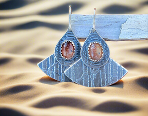 Sunstone and Sterling silver earrings