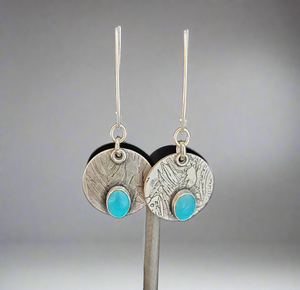 Turquoise Sterling Round Disc Earrings