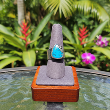 Morenci Turquoise in pyrite sterling adjustable ring SOLD