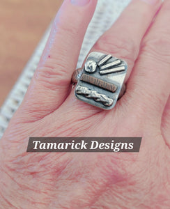 Mixed Metal Sunburst Funky Ring
