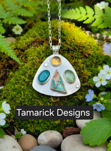 Adventurine, citrine, green kyanite, sea sediment and sterling necklace