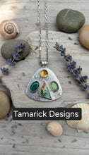 Adventurine, citrine, green kyanite, sea sediment and sterling necklace