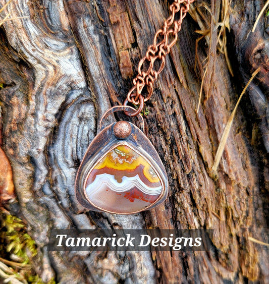 Copper and Crazy Lace Agate Necklace