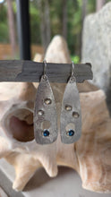 Moonstone, teal kyanite sterling earrings