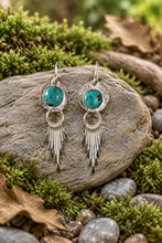 Turquoise fringe dangle earrings