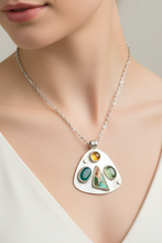 Adventurine, citrine, green kyanite, sea sediment and sterling necklace