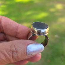 Basalt stone sterling adjustable ring