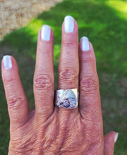Crazy Lace sterling wide band adjustable ring