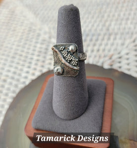 Mixed Metal Winding Path Funky Ring