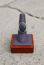 Basalt stone sterling adjustable ring