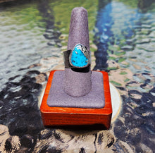 Morenci Turquoise in pyrite sterling adjustable ring SOLD
