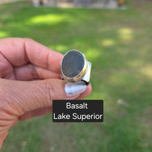 Basalt stone sterling adjustable ring