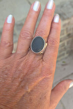 Basalt stone sterling adjustable ring