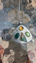 Adventurine, citrine, green kyanite, sea sediment and sterling necklace