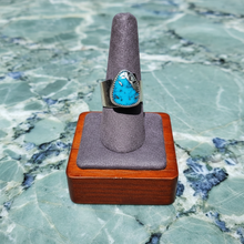 Morenci Turquoise in pyrite sterling adjustable ring SOLD