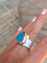 Morenci Turquoise in pyrite sterling adjustable ring SOLD