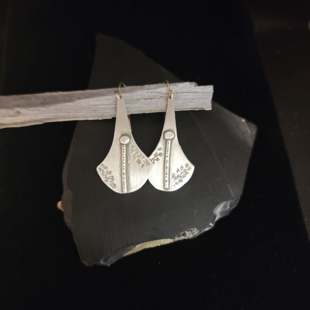 Sterling silver shield design earrings