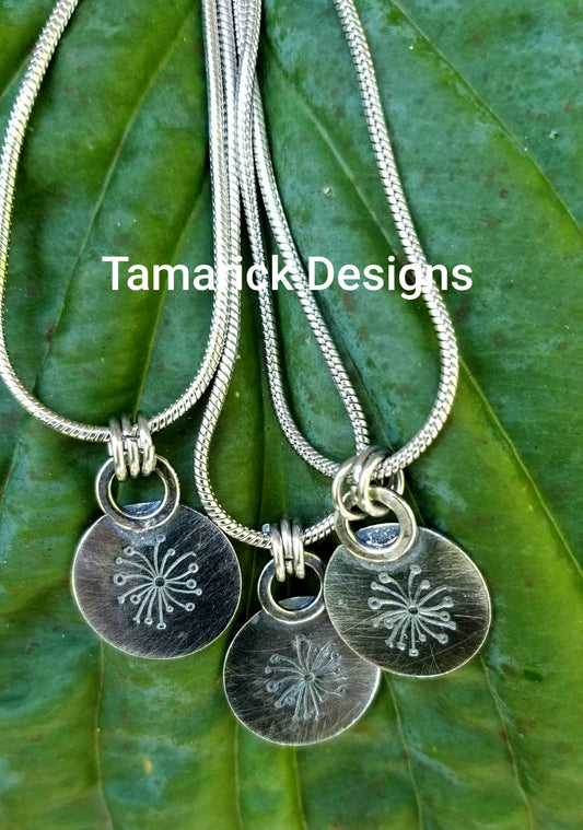 Dandelion wishes sterling silver necklace