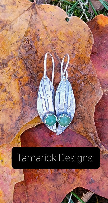 Birch Tree and Adventurine Earrings