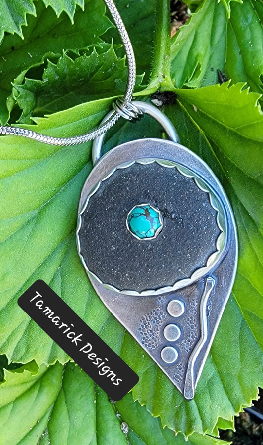 Great Lakes Stone, Sterling Silver and Turquoise Necklace