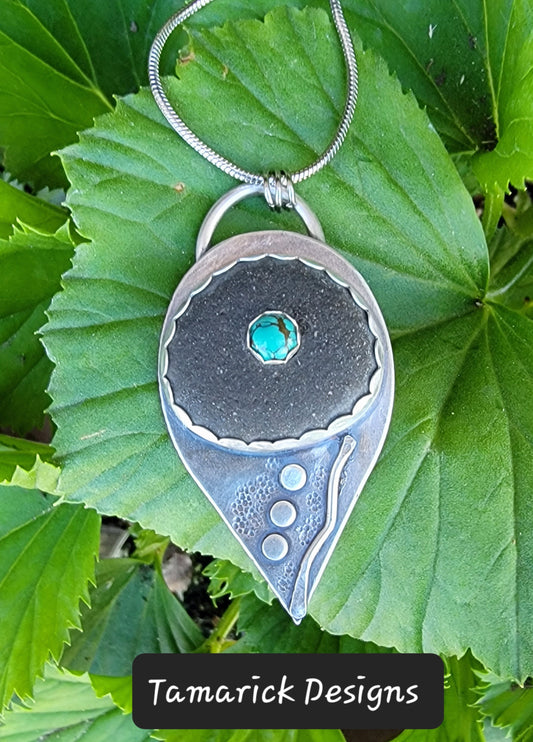 Great Lakes Stone, Sterling Silver and Turquoise Necklace
