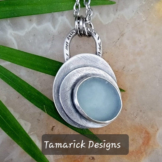 Blue Sea Glass Sterling necklace