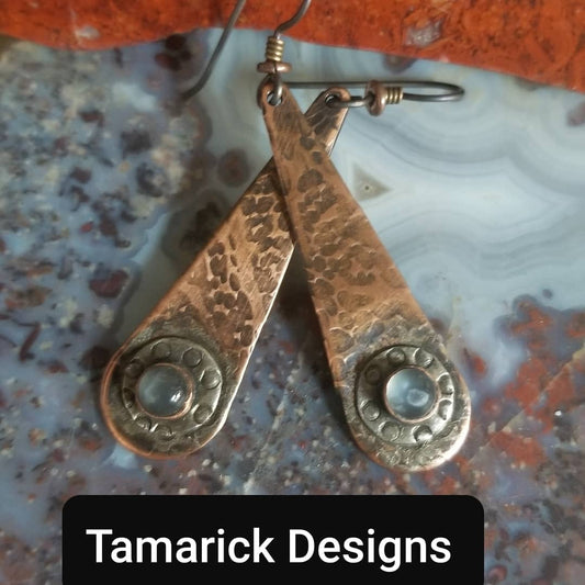 Labrodite copper and sterling earrings